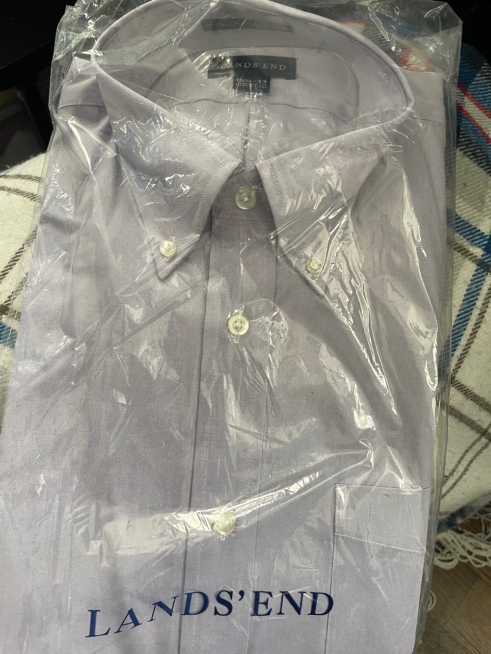 Lands' End Men's Light Lavender Button-Front Dress Shirt